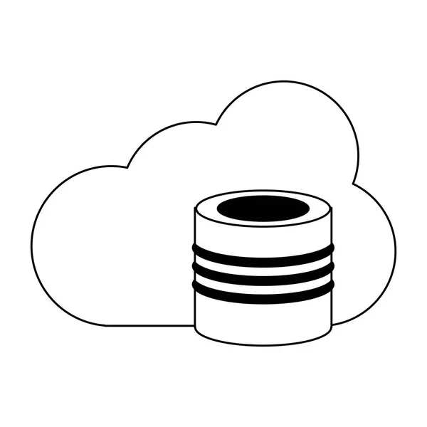 Símbolo de base de datos de computación en nube en blanco y negro — Vector de stock