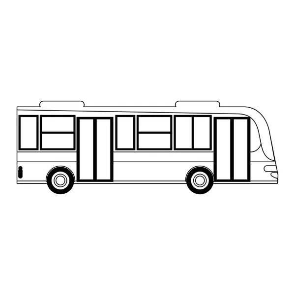 Publiczny autobus pojazd symbol SideView w czerni i bieli — Wektor stockowy