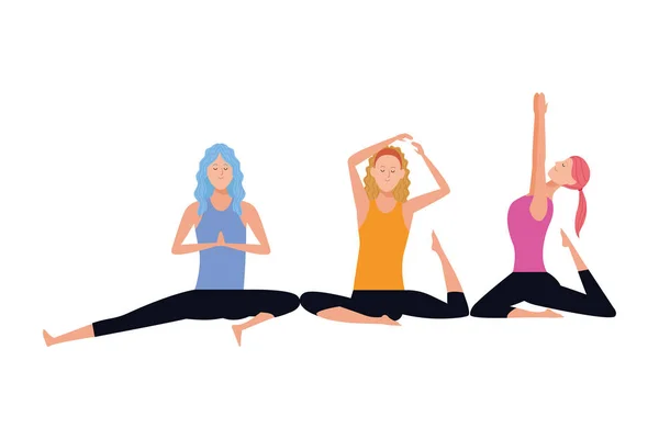 Women yoga poses — Stock Vector