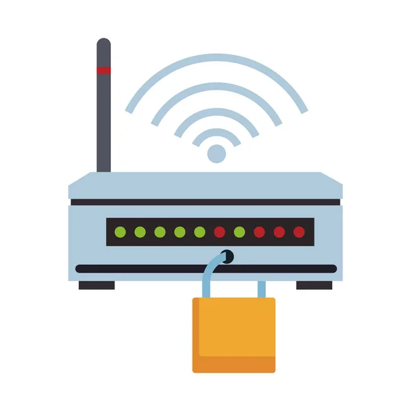 Roteador Wifi com cadeado — Vetor de Stock