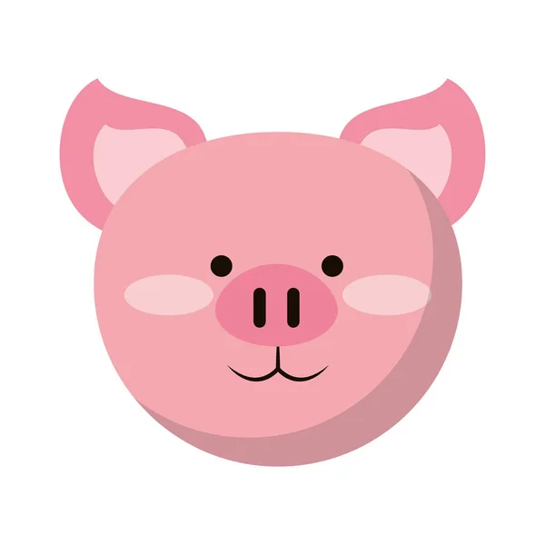 돼지 귀여운 동물 머리 — 스톡 벡터