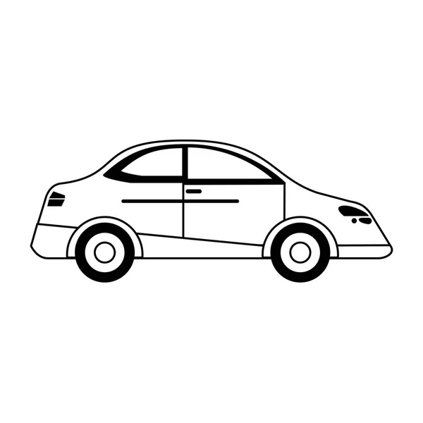 Car sedan vehicle isolated in black and white — Stock Vector