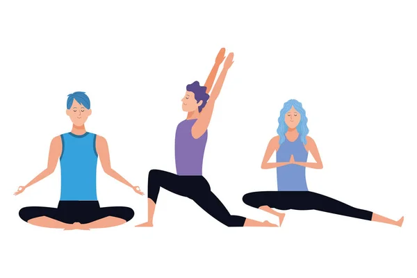 Menschen Yoga-Posen — Stockvektor