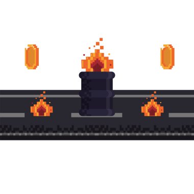 Videogame pikselli kentsel sahne