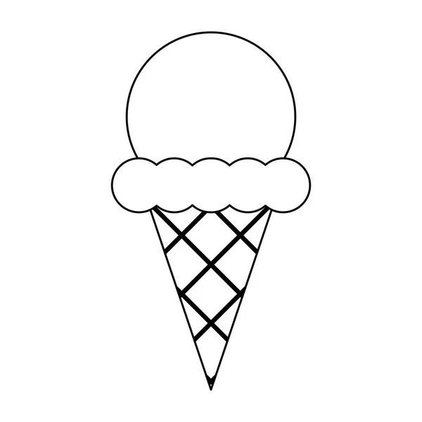 Ice cream cone with scoop in black and white — Stock Vector