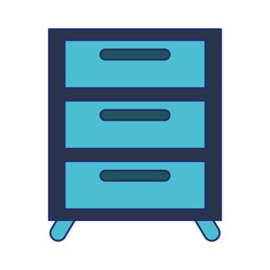 Ofis dolap sembolü izole mavi çizgiler