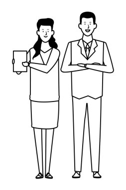 iş çift avatar çizgi film karakteri siyah ve beyaz