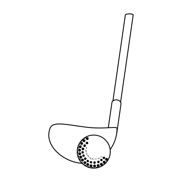 Golf club e palla simbolo isolato in bianco e nero — Vettoriale Stock