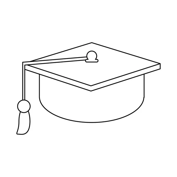 Símbolo chapéu de graduação isolado preto e branco —  Vetores de Stock
