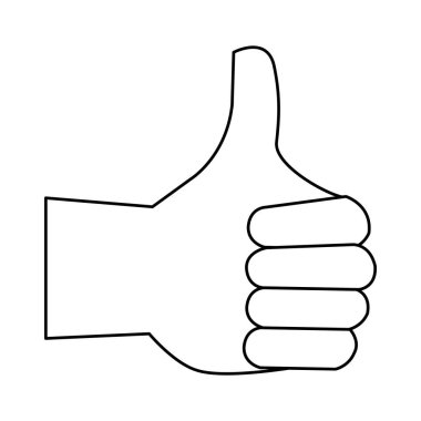 siyah ve beyaz el karikatür sembolü yukarı başparmak