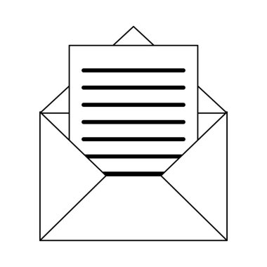 Siyah ve beyaz harf sembollü zarf