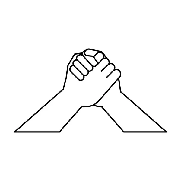 Hände mit Unterstützungssymbol in schwarz-weiß — Stockvektor