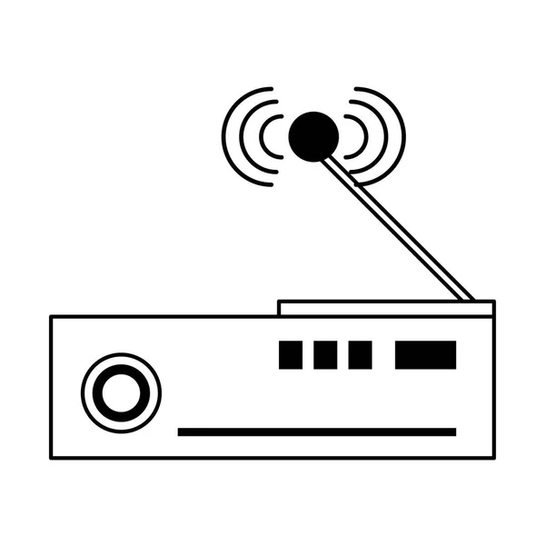 Dispositivo de tecnología de codificador de televisión en blanco y negro — Archivo Imágenes Vectoriales