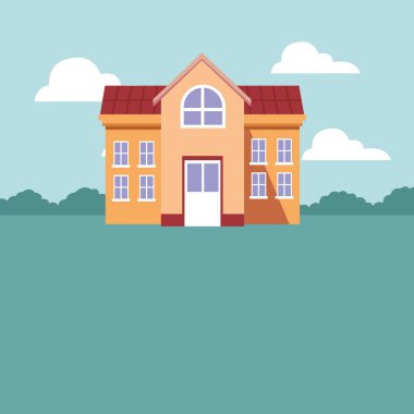 Okul binası çizgi film