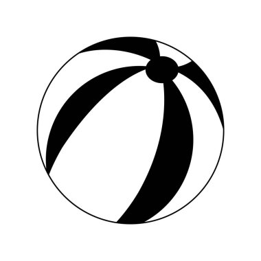 Plaj top izole karikatür siyah ve beyaz