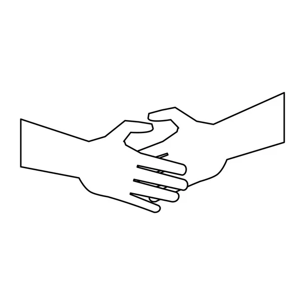 Handshaking ondersteuning symbool in zwart en wit — Stockvector