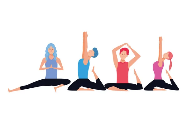 People yoga poses — Stock Vector