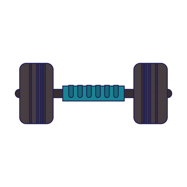 Dumbbell gym equipment symbol blue lines — Stock Vector
