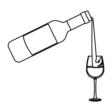 Fincan üzerinde hizmet veren şarap şişesi