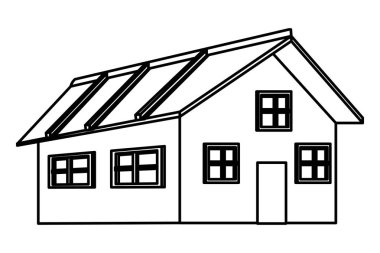 beyaz ev karikatür simge siyah