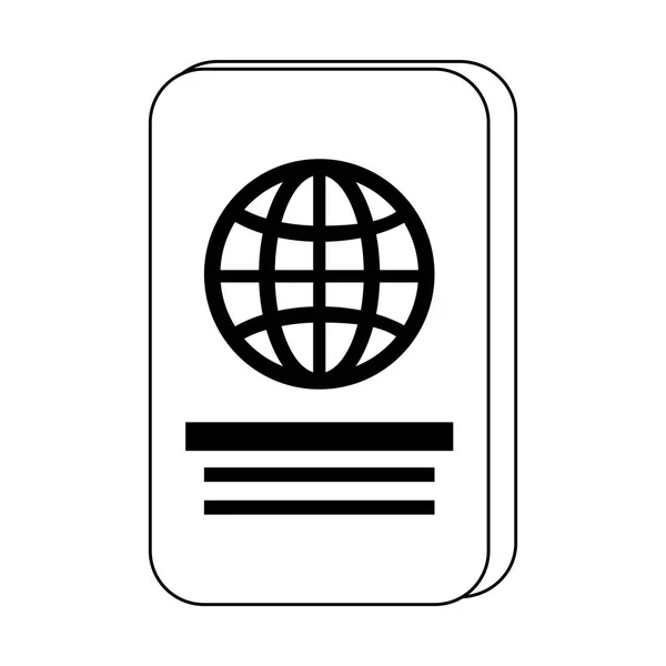 Dokument paszportowe symbol podróży czarno-biały — Wektor stockowy