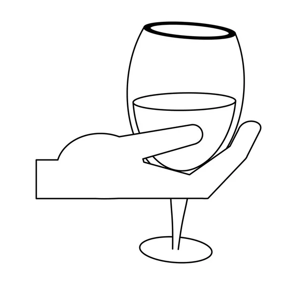 Handholding Wine Cup zwart en wit — Stockvector