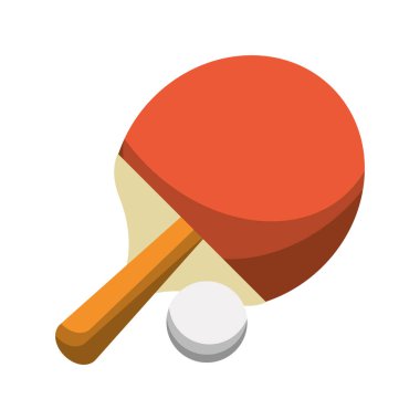 Ping pong raket ve top spor karikatür