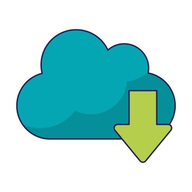 Bulut bilişim indir sembolü mavi çizgiler