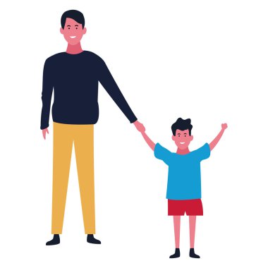 Aile ve çocuklar karikatür izole