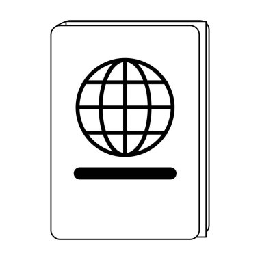 Siyah beyaz pasaport seyahat belgesi sembolü