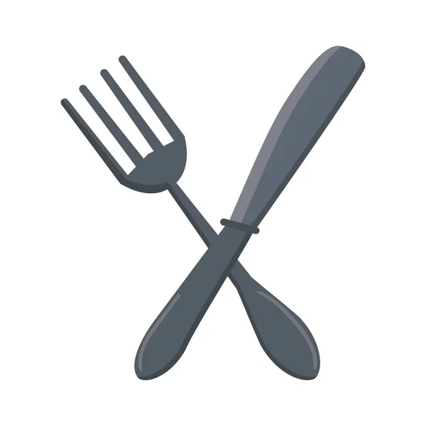Cubertería tenedor y cuchillo símbolo cruzado — Archivo Imágenes Vectoriales