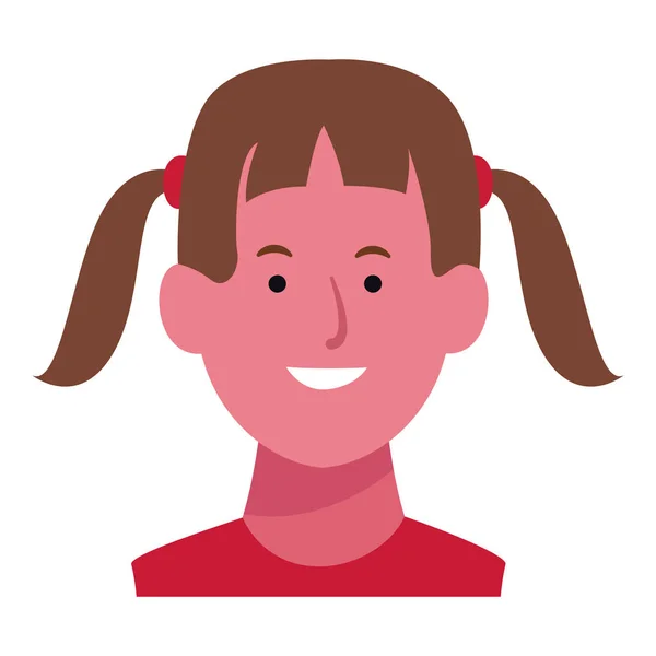 Menina sorridente rosto desenhos animados — Vetor de Stock
