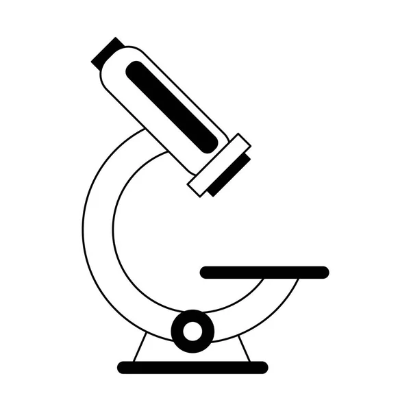 Microscópio símbolo ferramenta científica preto e branco —  Vetores de Stock