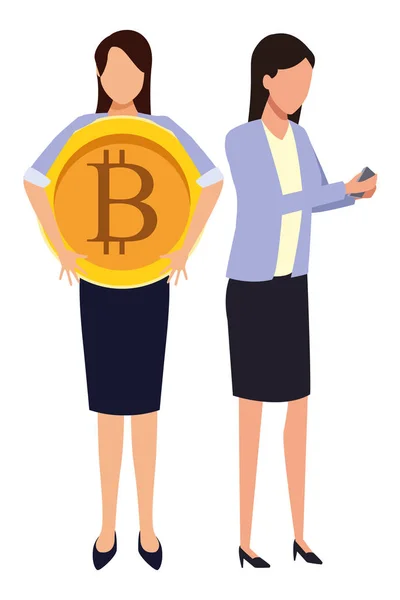 Bitcoins üzletemberek — Stock Vector