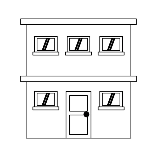Edificio urbano due piani cartone animato — Vettoriale Stock
