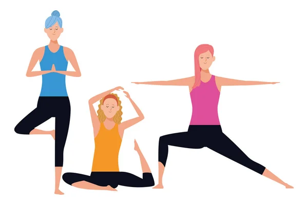 Women yoga poses — Stock Vector