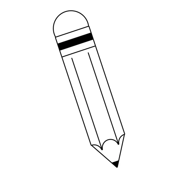 Pencil wooden symbol cartoon black and white — Stock Vector