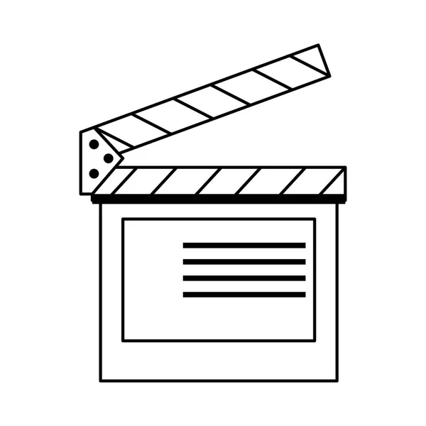 Placa de cine símbolo de dibujos animados en blanco y negro — Vector de stock