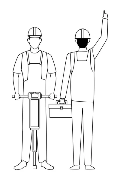 Konstruktion Teamwork avatar i svart och vitt — Stock vektor