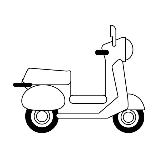 Símbolo del vehículo de la motocicleta de la vespa en blanco y negro — Archivo Imágenes Vectoriales