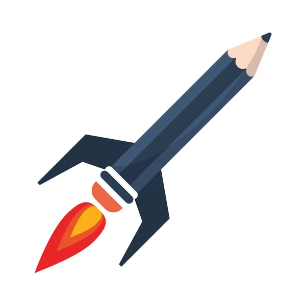 启动铅笔火箭符号 — 图库矢量图片