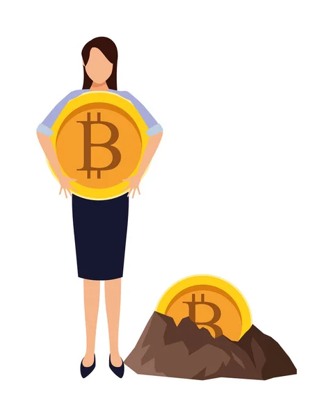 Business woman holding cryptocurrency — стоковый вектор