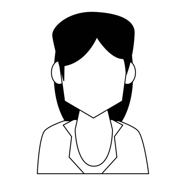 Businesswoman profile faceless avatar in black and white — Stock Vector
