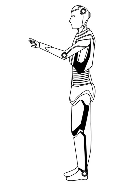 Humanoid robot avatar fekete-fehér — Stock Vector