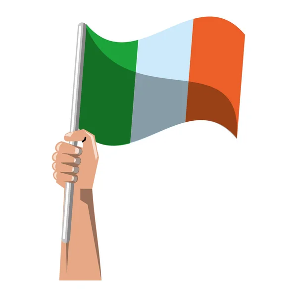 Mão segurando bandeira irlandesa —  Vetores de Stock