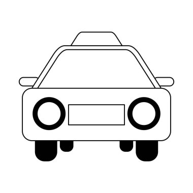 Taksi taksi araç frontview siyah beyaz