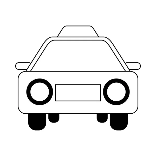 Vista frontal del vehículo de taxi en blanco y negro — Vector de stock