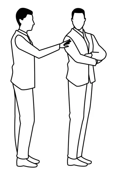 Hommes d'affaires avatar personnage de dessin animé noir et blanc — Image vectorielle
