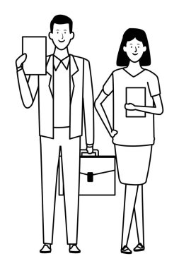 iş çift avatar çizgi film karakteri siyah ve beyaz