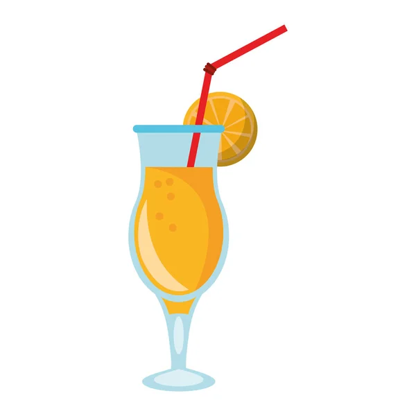 Cocktail d'été avec orange et paille — Image vectorielle